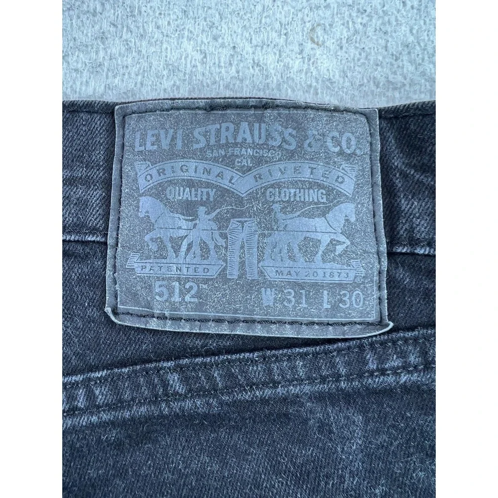 Levis 512 Jeans Mens 31x30 Black Slim Tapered Stretch Denim Charcoal Wash